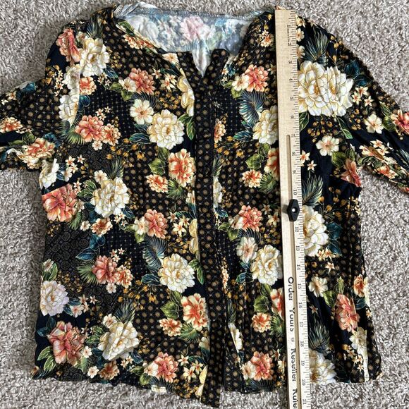 FARM Rio Siobhan Blouse size S Flare Sleeve Floral Button Top Boho Anthropologie - Picture 10 of 15